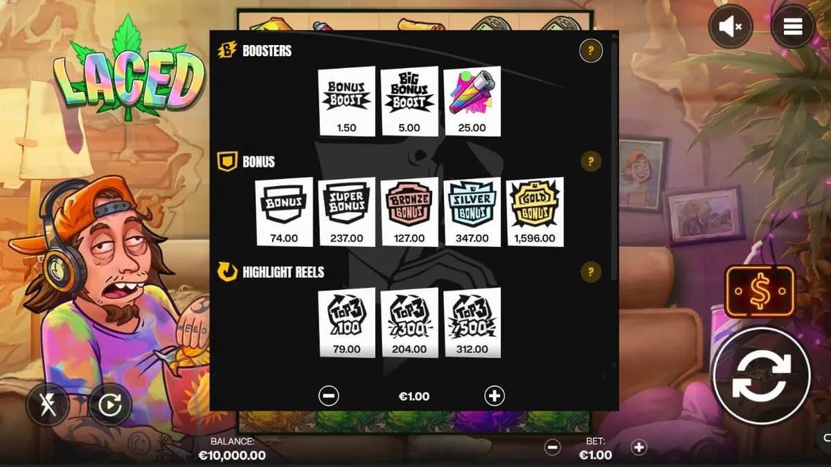 Interface do jogo de slot Laced com tema de cultura alternativa