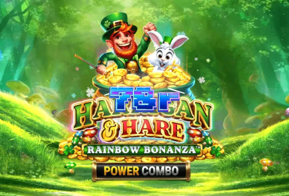 Interface do jogo Harrigan & Hare Rainbow Bonanza Power Combo com elementos temáticos irlandeses